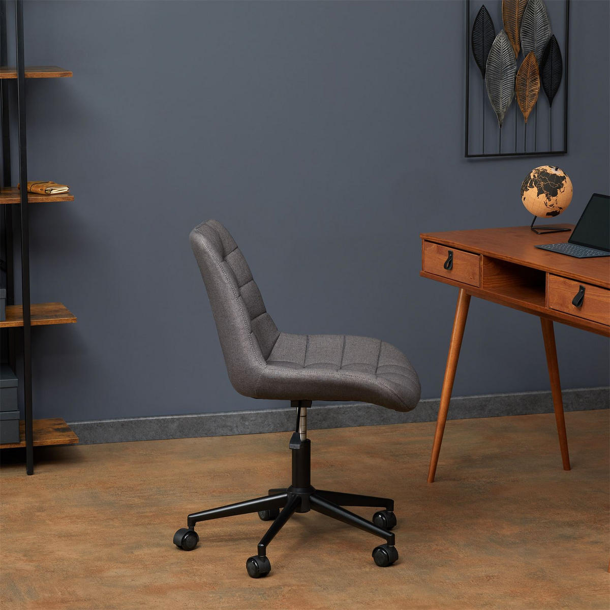DREHSTUHL TALIA - Dunkelgrau, Textil (53/89/61cm) - IDIMEX