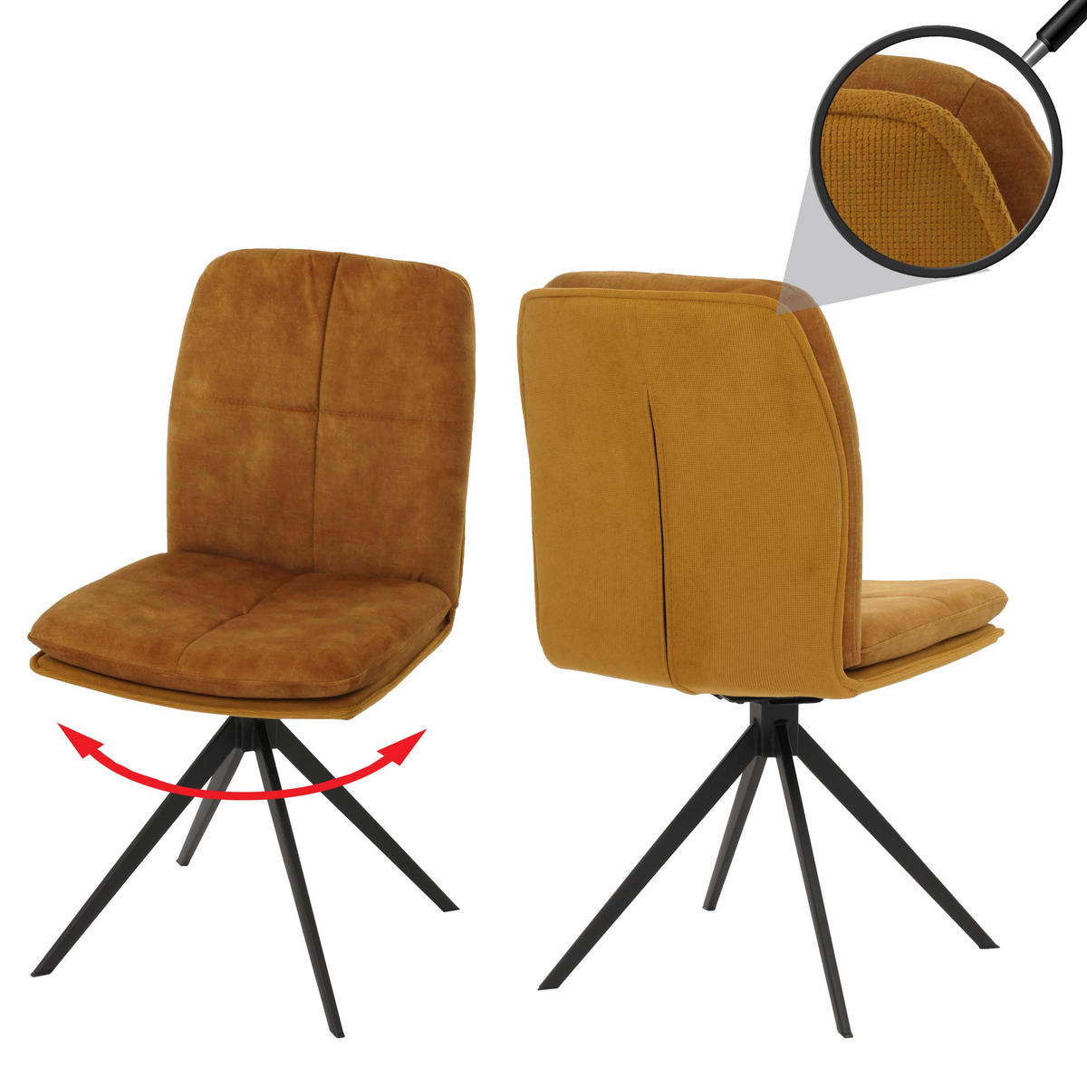 ESSZIMMERSTUHL Gelb 2er-Set - Gelb, Textil (47/90/56cm) - MCW
