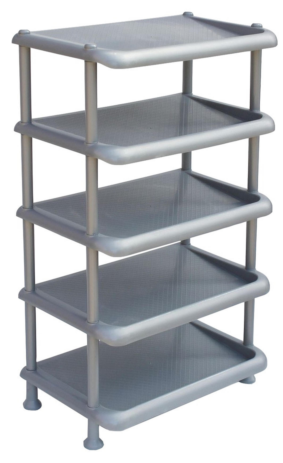 SCHUHREGAL Kunststoff Stapelbar mit 5 Ebenen Grau - Grau, Kunststoff (49/83/30cm) - DanDiBo