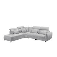ECKSOFA mit verstellbaren Kopflehnen und Nosagfederung - Hellgrau, Textil (339/285cm) - ed exciting design