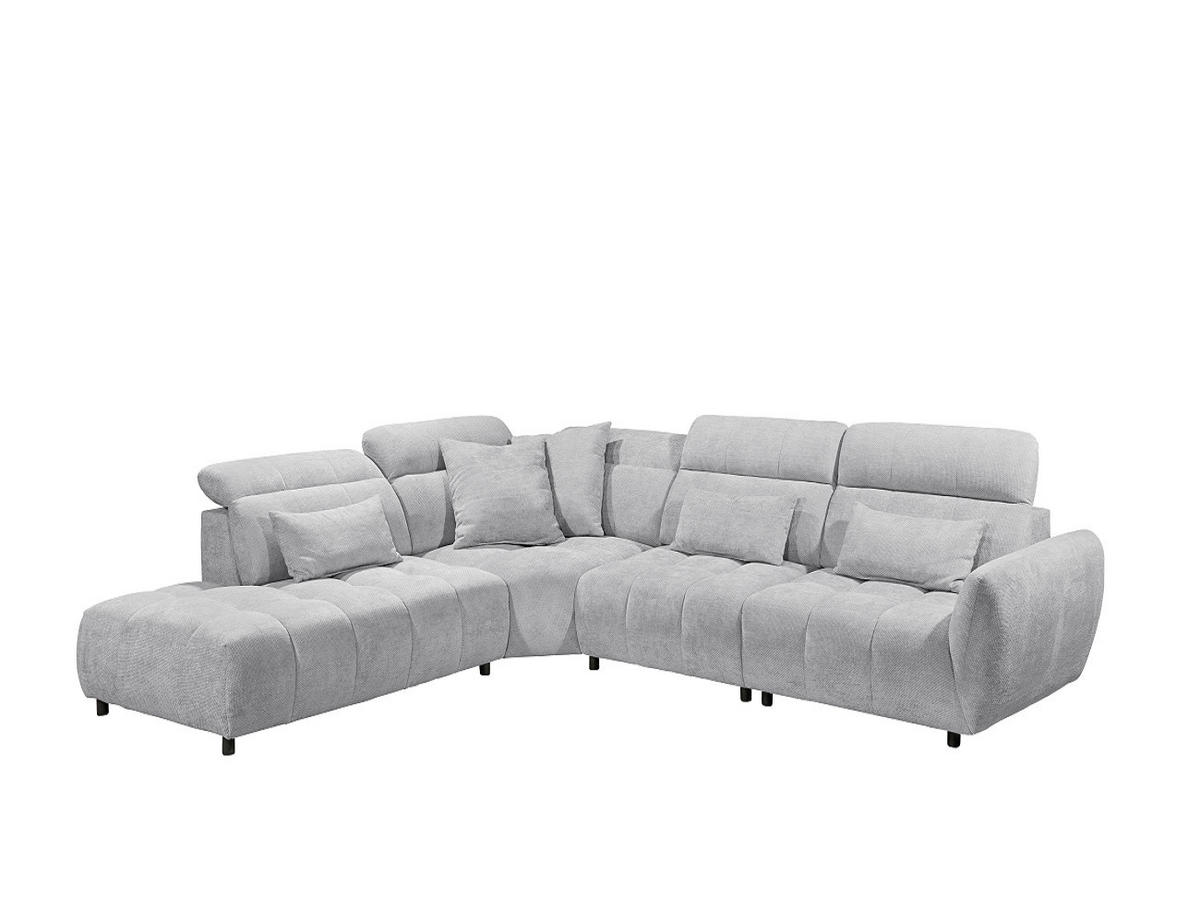 ECKSOFA mit verstellbaren Kopflehnen und Nosagfederung - Hellgrau, Textil (339/285cm) - ed exciting design