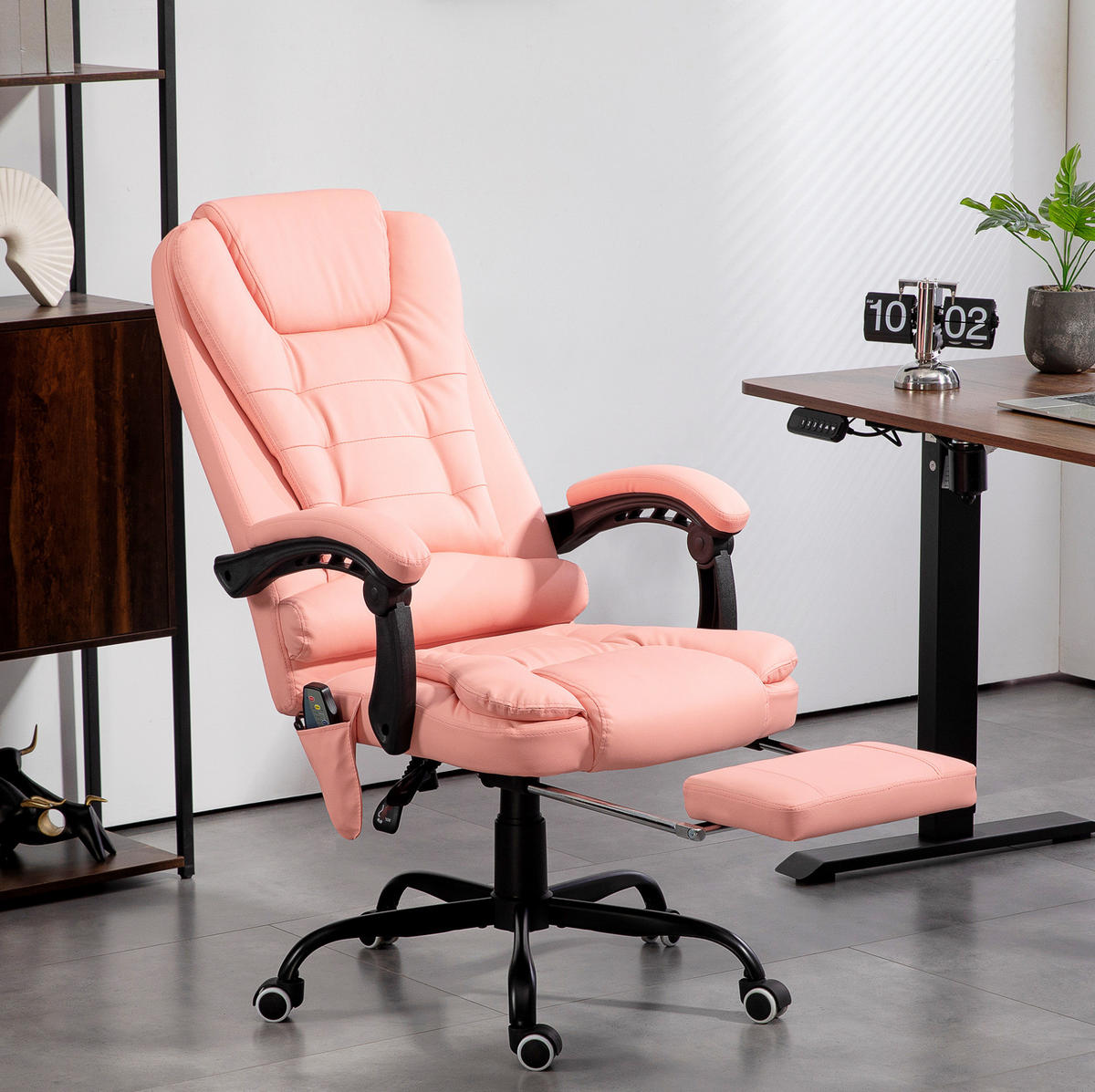 GAMINGSTUHL 67/111-121/67 cm Pink aus Verbundleder mit Massagefunktion - Pink, Kunststoff (67/121/67cm) - OKMYHOME