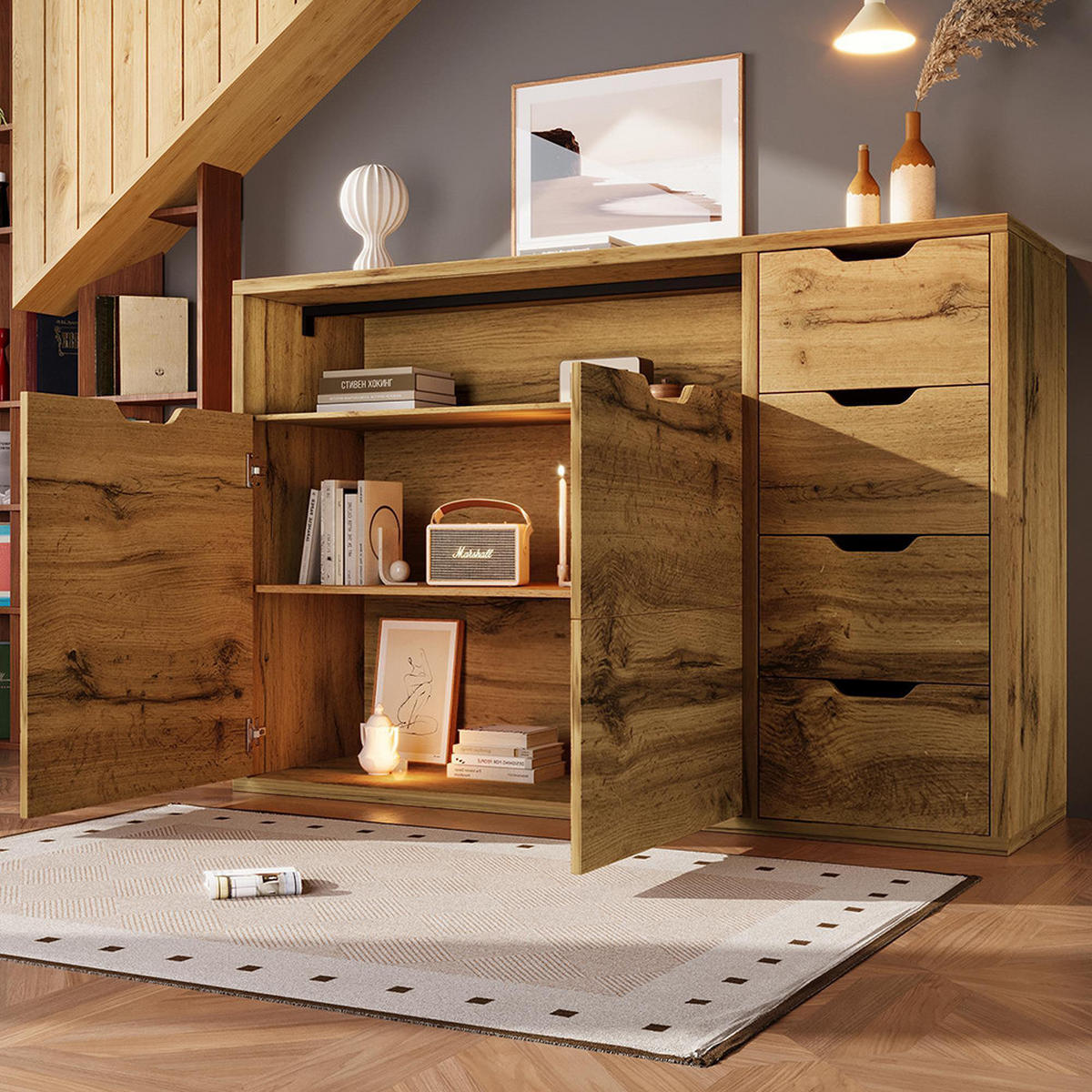 SIDEBOARD 150x40x90cm in Eiche - Alteiche, Holz (40/90/150cm)