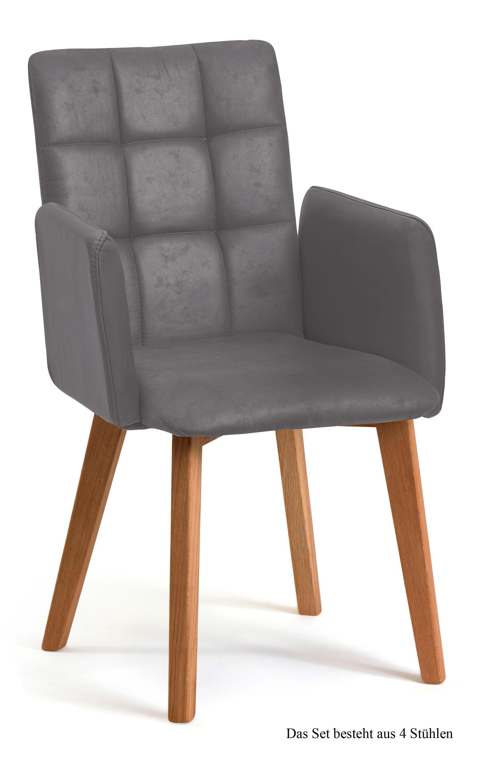ARMLEHNSTUHL (4er-Set) Dareia 52x91x60 Eiche geölt/Grau - Eichefarben/Grau, Kunststoff (60/91/52cm) - 58aufmkessel