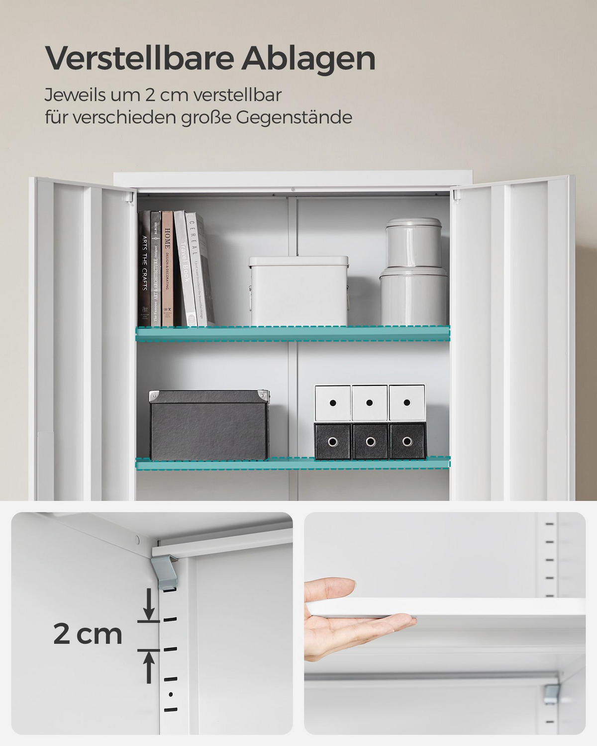 AKTENSCHRANK BOGOTA - Grau, Metall (80/180/40cm) - Hansiro
