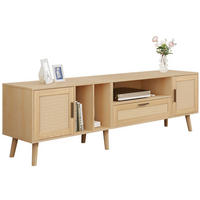 TV-SCHRANK in Eiche-Optik mit Rattan-Front, 2 Türen und 1 Schublade 180/40/48 cm - Eichefarben, Holzwerkstoff (180/54/40cm) - Redom