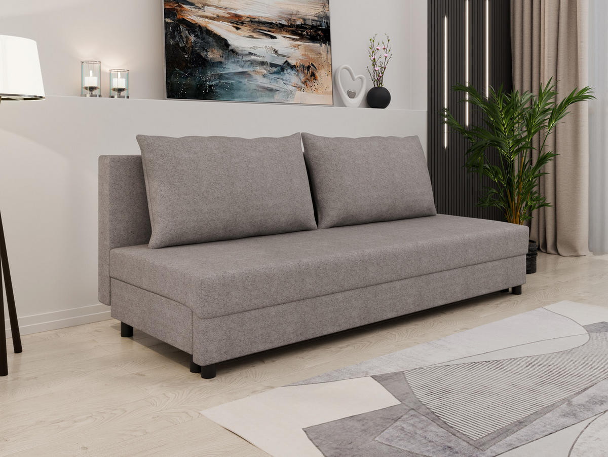 SCHLAFSOFA Facile mit Bettkasten – Moderne 2-in-1 Couch mit Stauraum, grau - Grau, Holz (194/48/71cm) - Panda Möbel