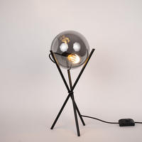 TISCHLAMPE Orb Dreibein Rauch/Schwarz - Anthrazit, Glas (20/20/55cm) - s.luce