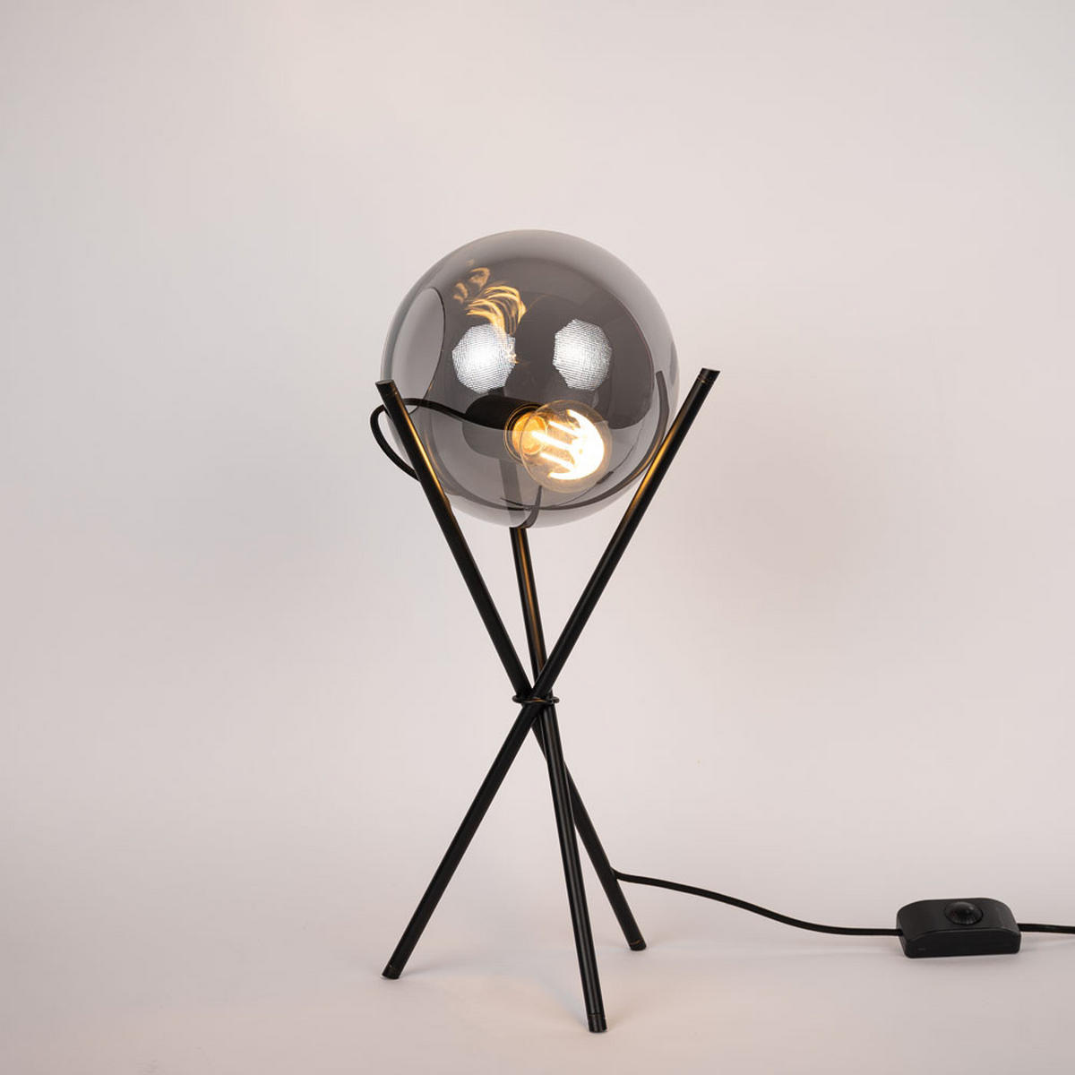 TISCHLAMPE Orb Dreibein Rauch Gold/Verlauf - Anthrazit, Glas (20/20/55cm) - s.luce