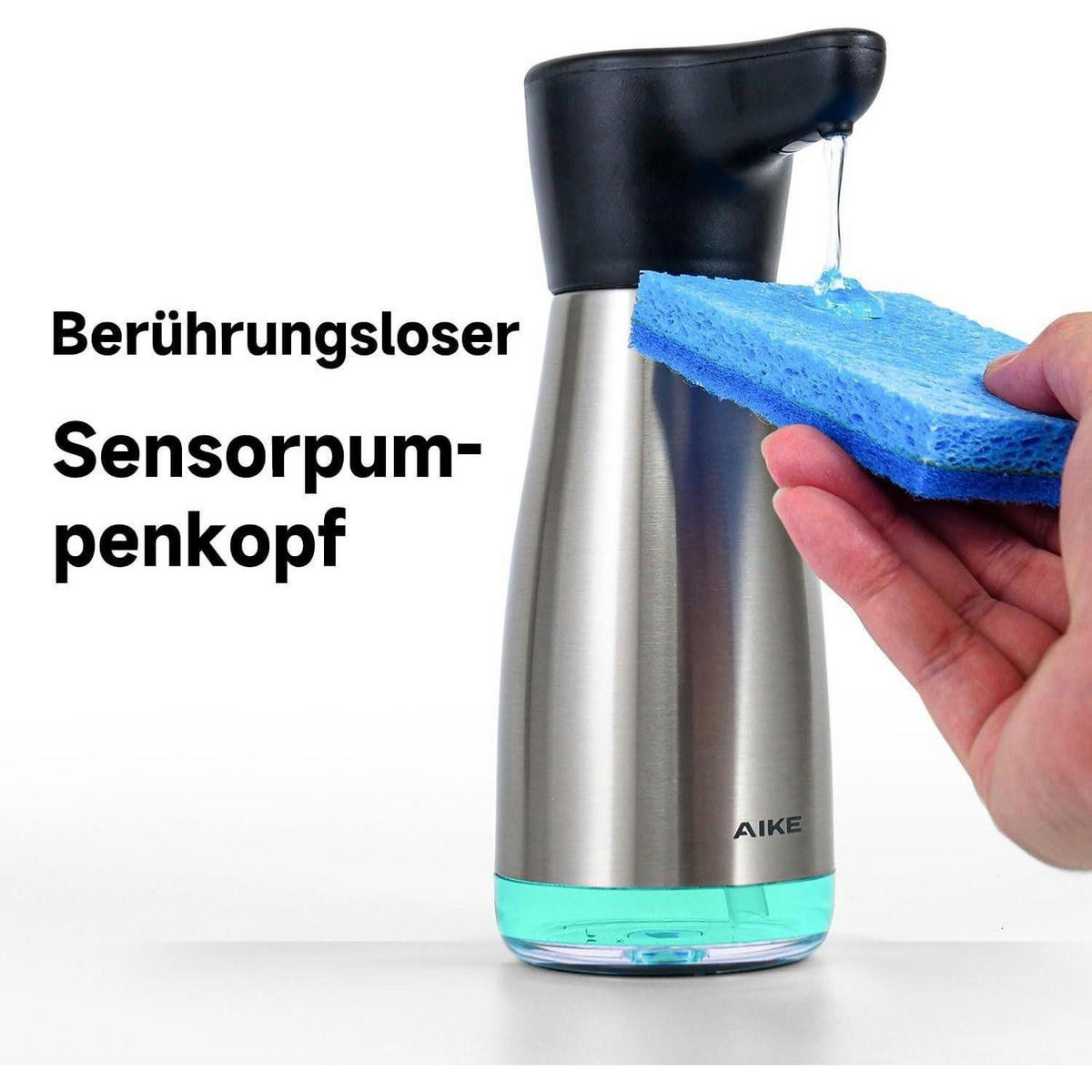 SEIFENSPENDER Edelstahl 420 ml wiederaufladbar IPX7 Wasserdicht - Silberfarben, Metall (8.2/21.4/11.1cm)