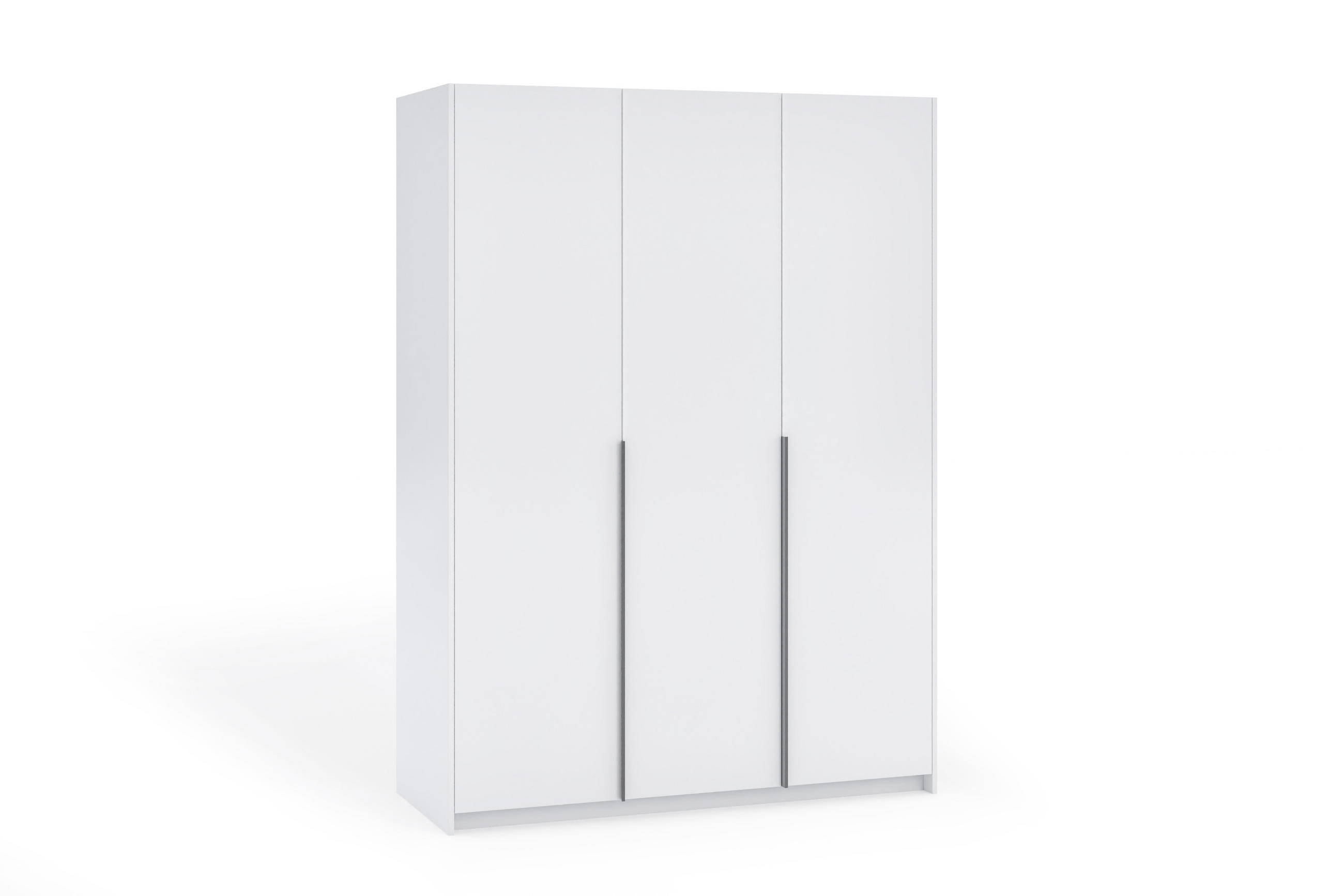 DREHTÜRENSCHRANK Apollonia ohne Spiegel 150x204cm 3-türig, weiß, schwarze Griffe - Schwarz/Weiß, Kunststoff (58/205/150cm) - Margaret Hadas24