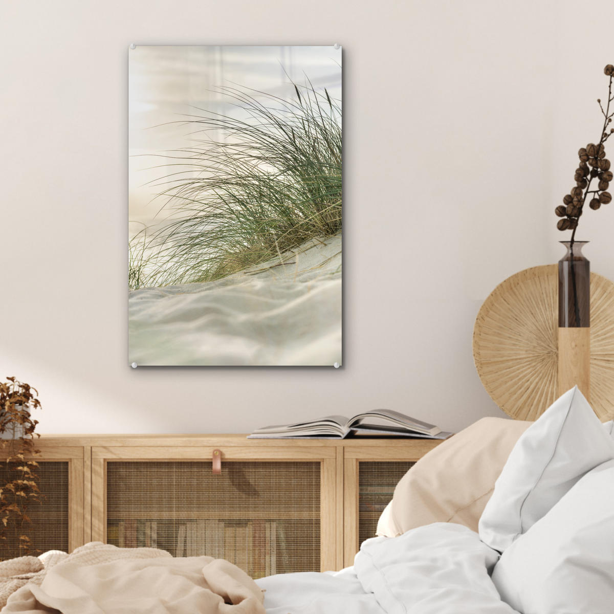 ACRYLGLASBILD Dünen - Strand - Schlewswig-Holstein - Wattenmeer 40x60 cm - Creme, Glas (40/60cm) - MuchoWow
