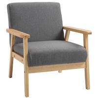 LOUNGESESSEL Leinenoptik mit Holzgestell, 2 Polstern 64/70/72 cm Grau - Grau, Textil (70/72/64cm) - Redom