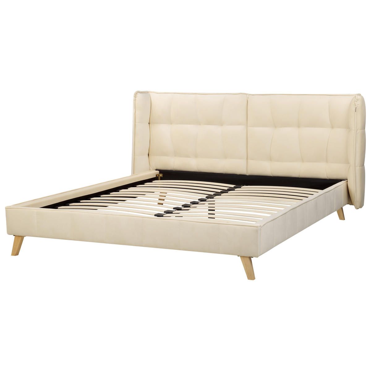 POLSTERBETT mit Lattenrost 160x200 cm Beige Senlis - Beige, Textil (160/200cm) - Beliani
