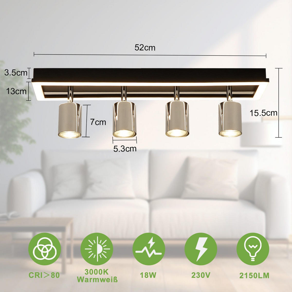 DECKENLEUCHTE Day 52/13/15.5cm - Schwarz, Metall (52/13/15.5cm) - Nettlife