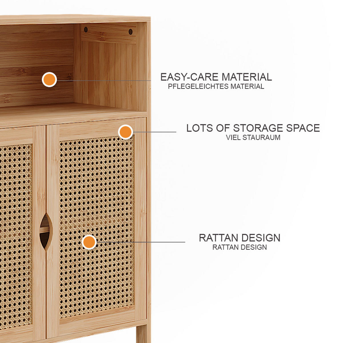 MIDISCHRANK Liora Bambus 60 x 80 cm - Braun, Holzwerkstoff (60/80/29cm) - Vicco