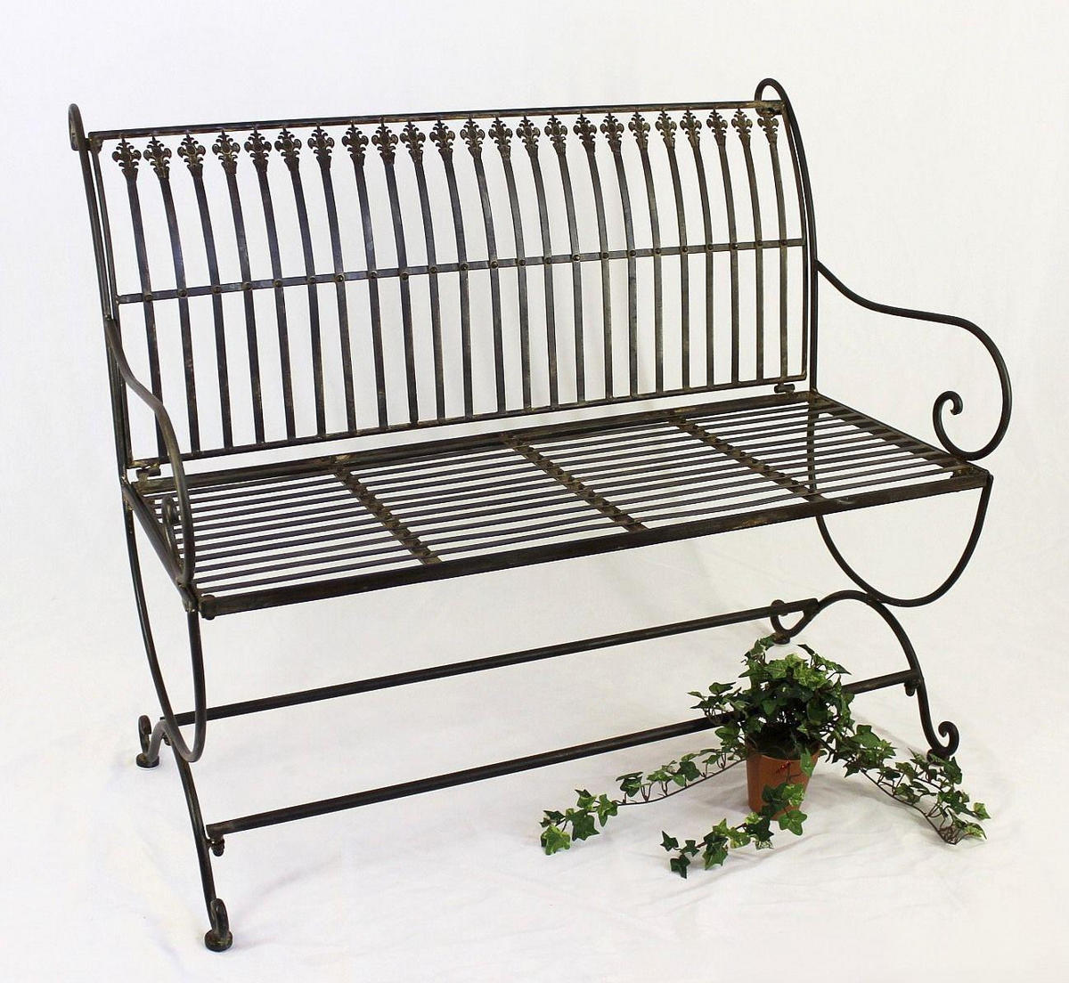 GARTENBANK 2-Sitzer Metall Braun antik 102/60/87 cm - Braun, Metall (102/87/60cm) - DanDiBo