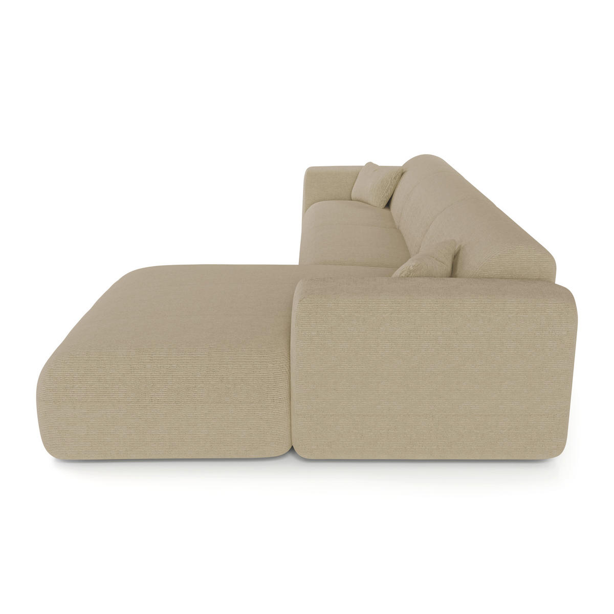 ECKSOFA RECHTS SCHLAFSOFA Gerippter Samt Beige 280cm - Beige, Textil (280/165cm) - Sia Home