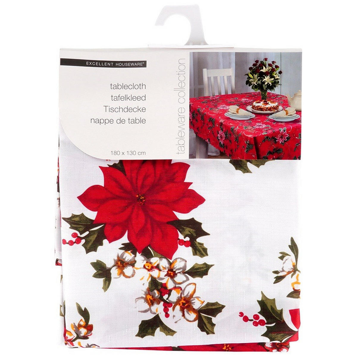 WEIHNACHTSTISCHDECKE Fleckenabweisend 180x130 cm - Weiß, Textil (180/130cm) - Excellent Houseware