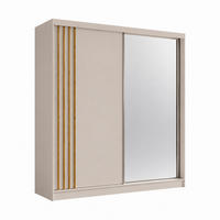 KLEIDERSCHRANK Nila 200 cm Kaschmir Spiegel 2 Schubladen Griffe silber - Kaschmir, Holzwerkstoff (200/216/61cm) - KS Home Concept