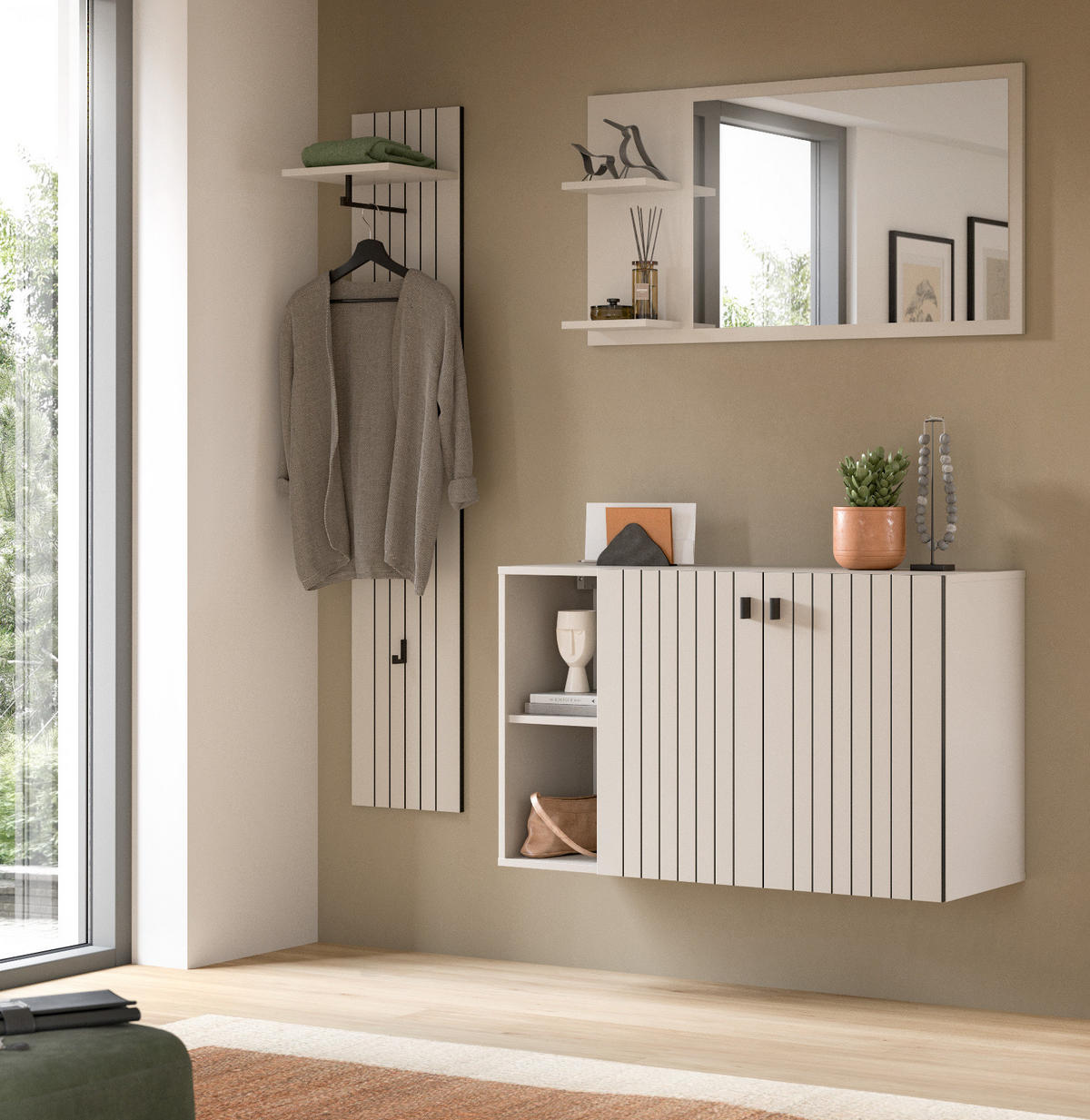 GARDEROBENPANEEL Kaschmir 31 x 160 cm, Flurgarderobe mit Kleiderstange - Kaschmir, Holzwerkstoff/Metall (31/160/27cm) - Inn.Furn