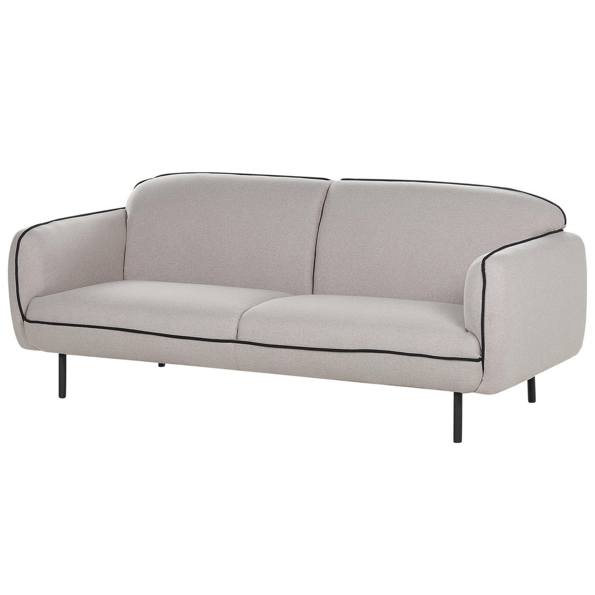 3-SITZER-SOFA hellgrau/schwarz mit Ottomane Tonsberg - Schwarz/Grau, Textil (198/78/85cm) - Beliani