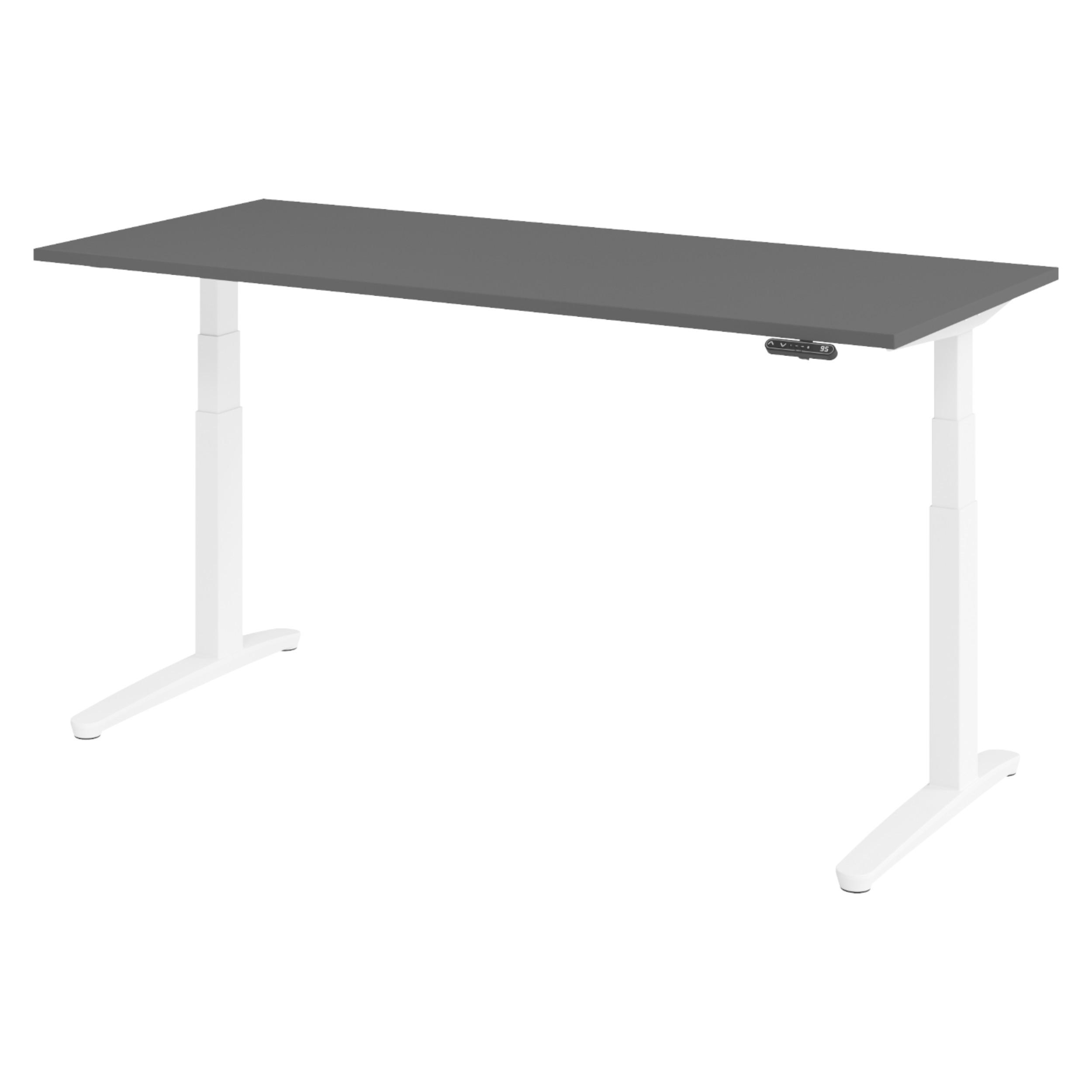 bümö Schreibtisch Graphit, Weiß 180x74x80 cm