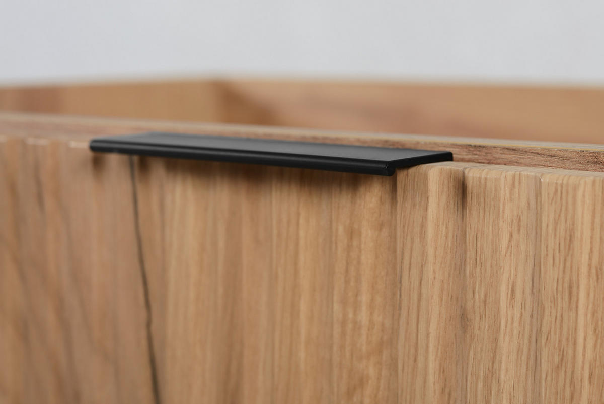 WASCHBECKUNTERSCHRANK FLOW mit Regal + Platte Schwarz matt 160/57/46 cm - Schwarz, Holzwerkstoff (160/57/46cm) - Rodan