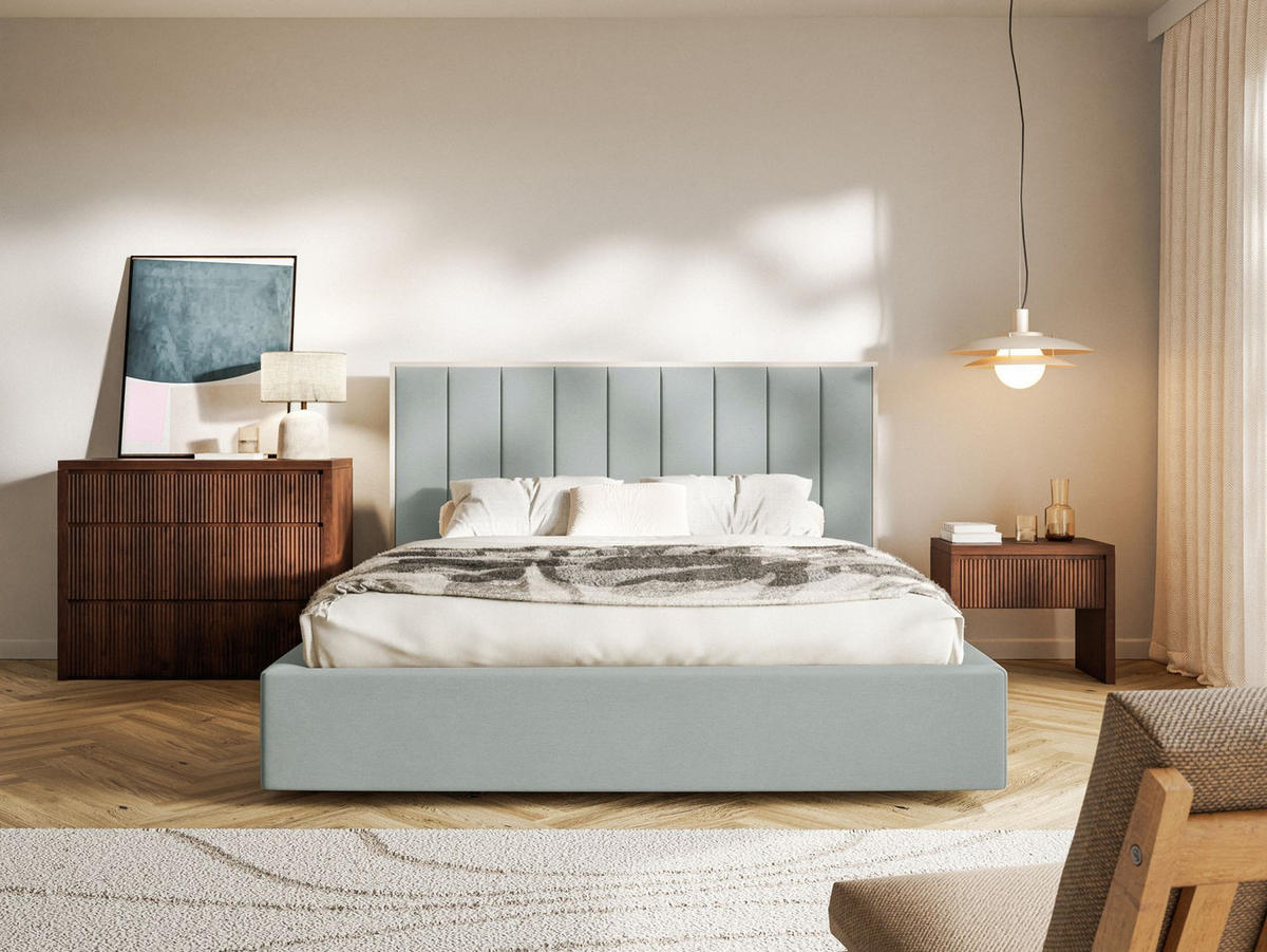 POLSTERBETT Togents Salbeigrün mit Veloursbezug und Bettkasten, 180x200 cm - Hellgrün, Textil (180/200cm) - Selsey