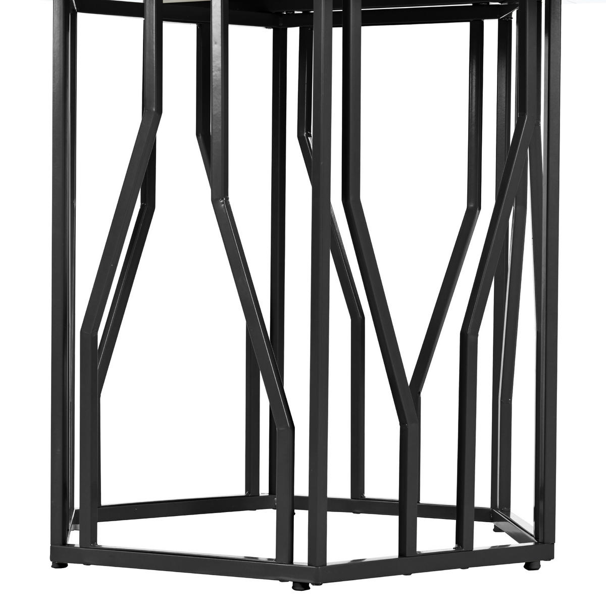 COUCHTISCH 115,5/100 cm sechseckig mit Marmor-Design und schwarzem Metallrahmen - Schwarz, Holzwerkstoff (115.5/100/75cm) - OKWISH