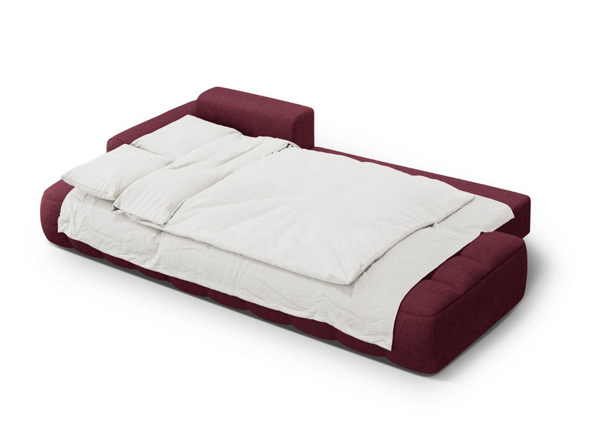 AUSKLAPPBARES-ECKSOFA links mit Container Linz aus strukturiertem Stoff burgundfarben 3 Sitzplätze - Bordeaux, Textil (142/275cm) - Cosmopolitan Design