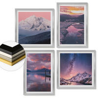 WANDBILDER 4er Set - 50x50 cm & 40x60 cm Silberner Rahmen - Berge, Wasser, wunderschöne Landschaften - Silberfarben, Kunststoff (50/50cm) - ArtPrintCave