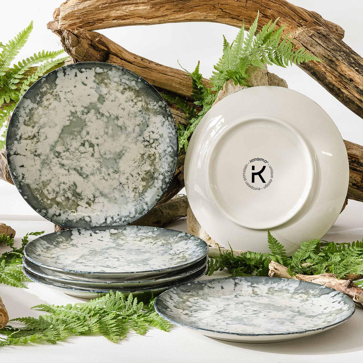 TELLER-SET FINGO 6-tlg Dessertteller Hartporzellan - Creme, Keramik (20/1/20cm) - KONSIMO®
