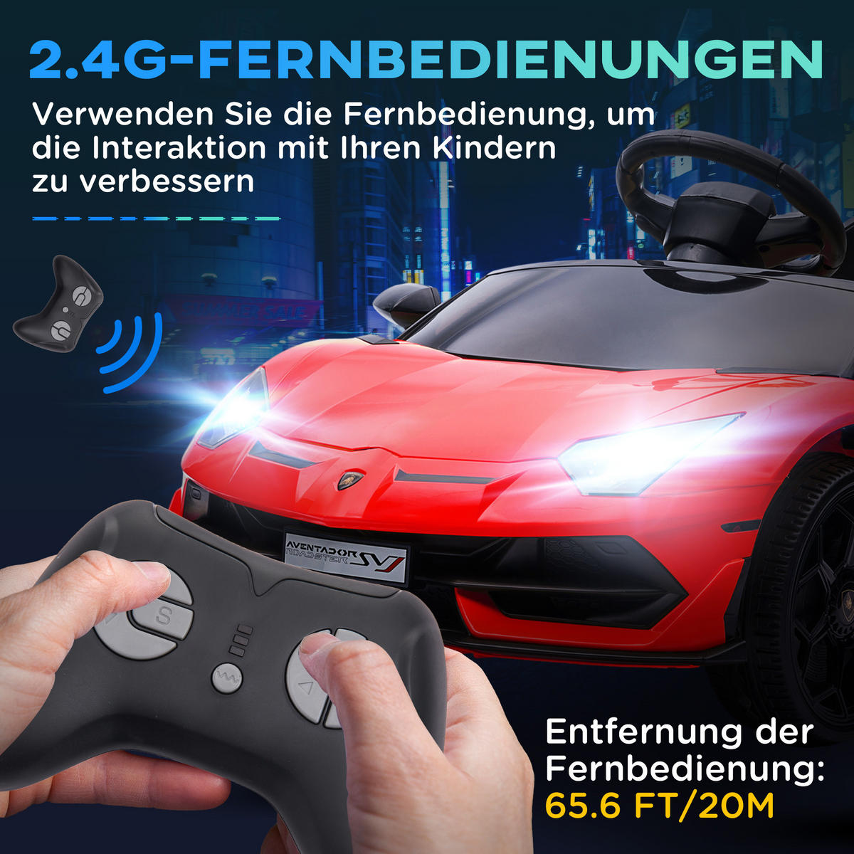 KINDER ELEKTROAUTO, Rot/Weiß, Kunststoff+ Metall - Rot, Metall (107.5/63/42cm) - HOMCOM