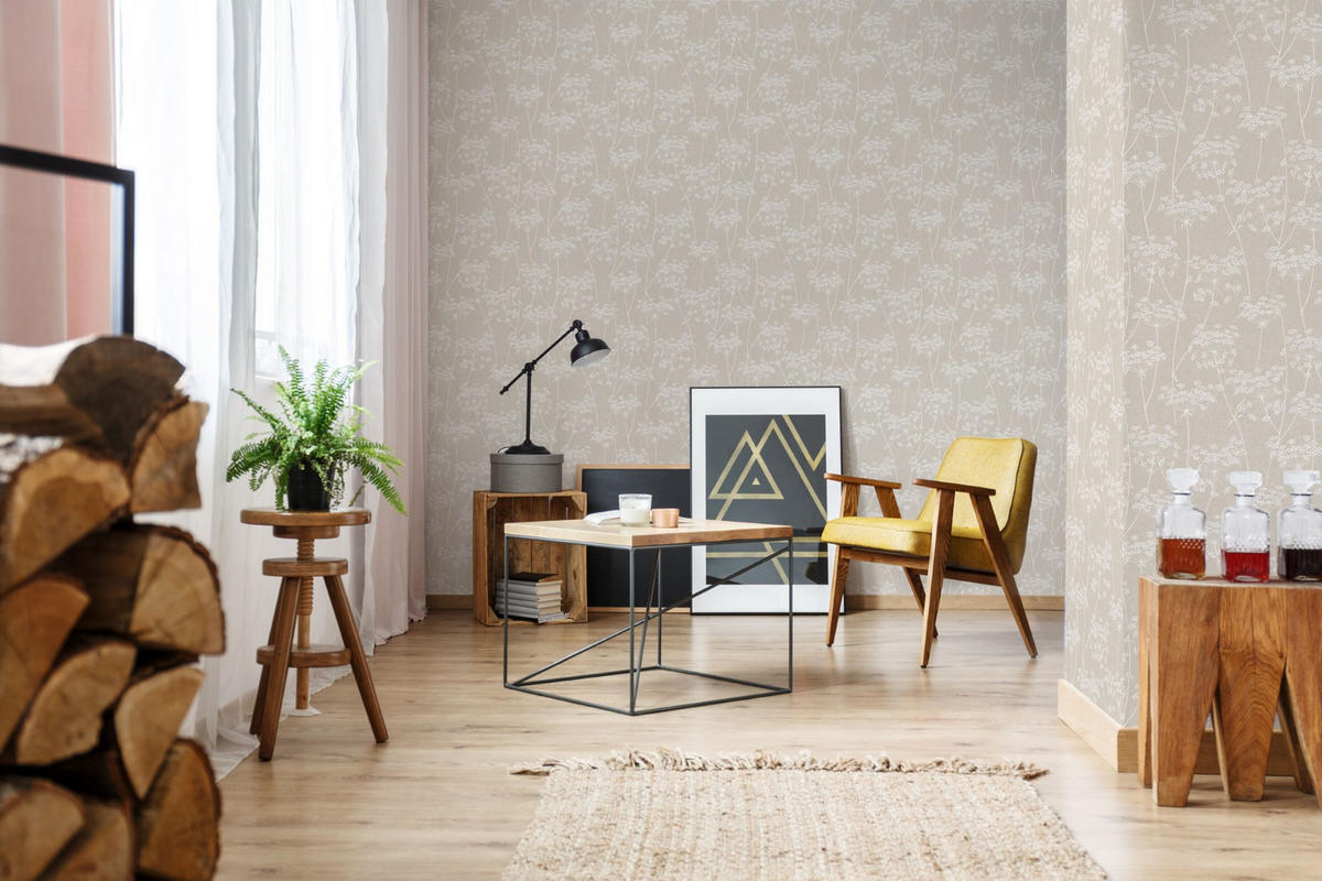 VLIESTAPETE Aura Sprig 1005x52cm - Taupe/Beige, Papier/Kunststoff (52/1000cm) - Superfresco Easy