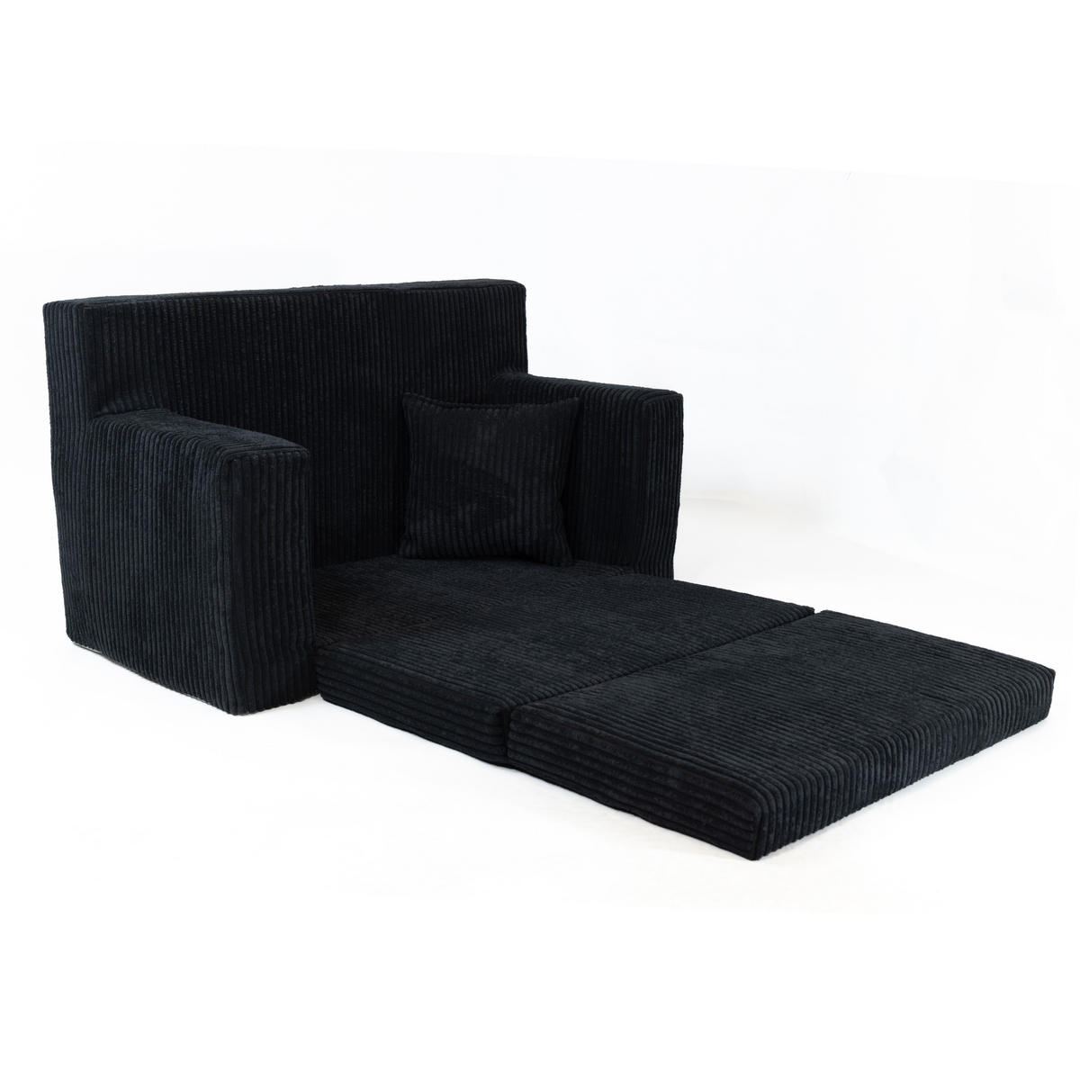 KINDERSOFA aus Kuschel-Cord in Schwarz - Schwarz, Textil (83/47/43cm) - Fortisline