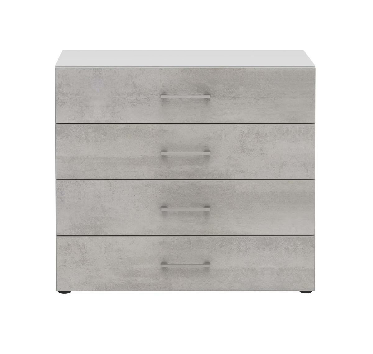 AKTENSCHRANK - 4 Schubkästen - Weiß/Beton - Grau, Holzwerkstoff (80/72/34.4cm) - Röhr
