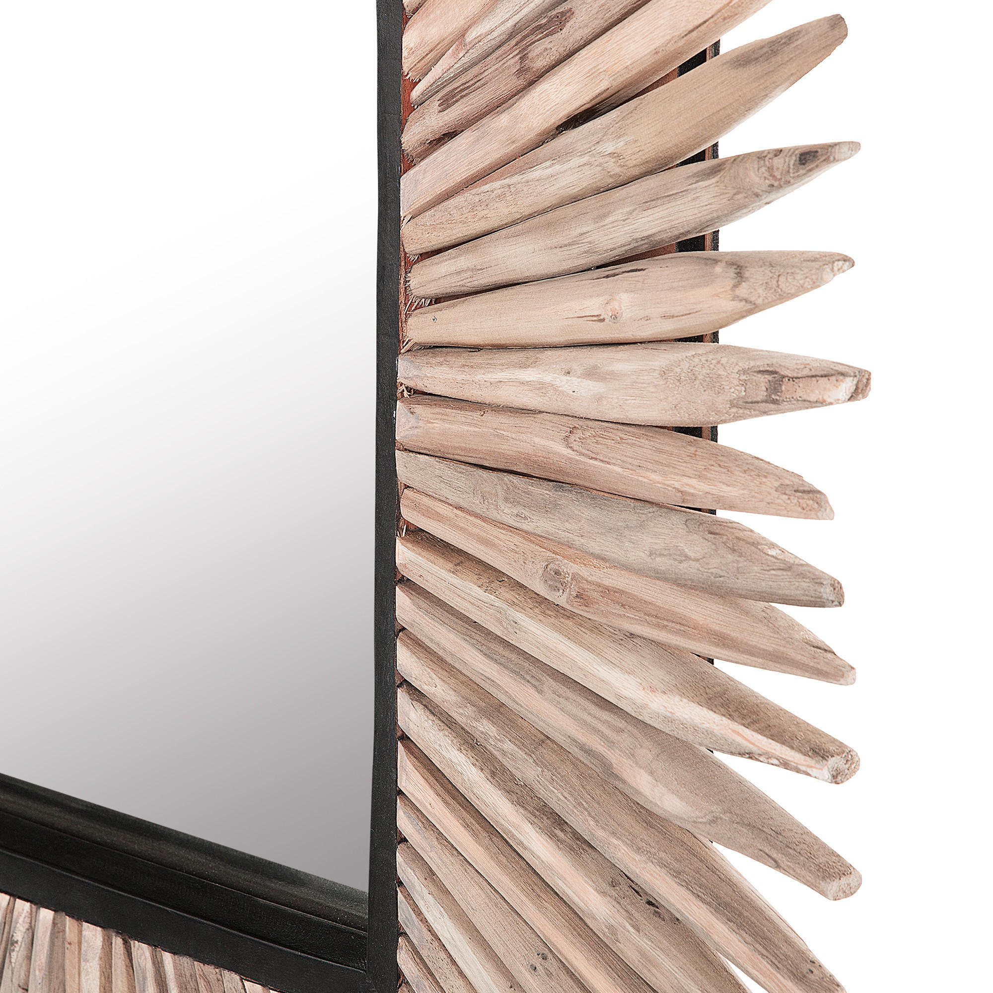 WANDSPIEGEL Holz hellbraun quadratisch 60/64 cm Sasabe - Hellbraun, Holz (64/64/5cm) - Beliani