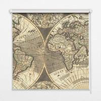 VNÚTORNÁ roleta - okenná roleta - roleta - 130x140 cm - Mapa sveta - hnedá, plast (130/140/0.5cm) - TULUP