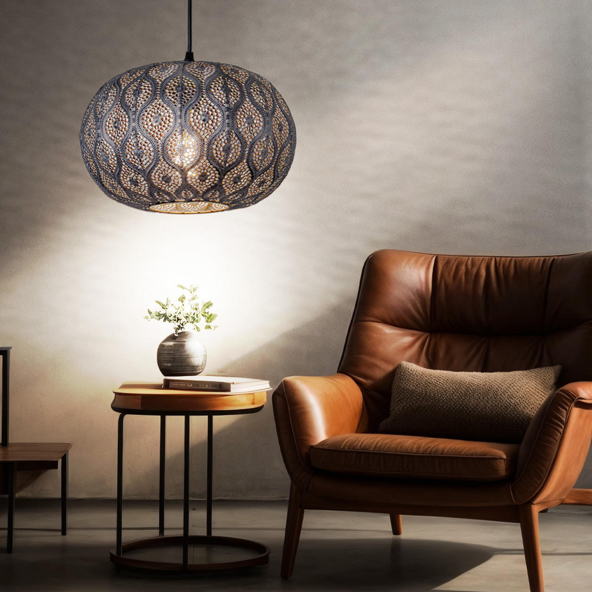 LED HÄNGELEUCHTE Metall Silber - Schwarz, Metall (30/30/120cm) - Globo Lighting