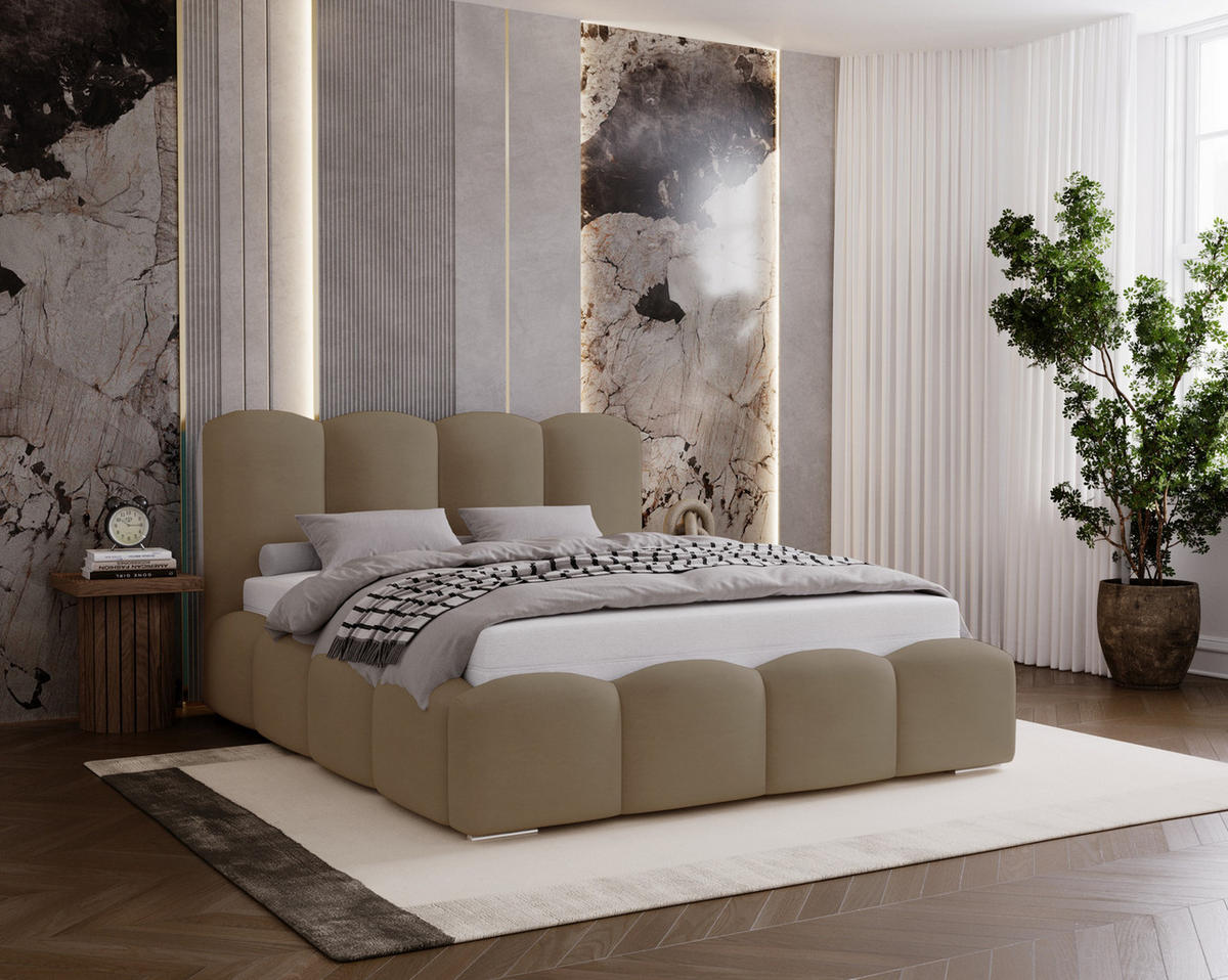 POLSTERBETT 160x200 cm Zenna mit Lattenrost, Bettkasten, Braun - Braun, Holz/Textil (160/200cm) - Emporius