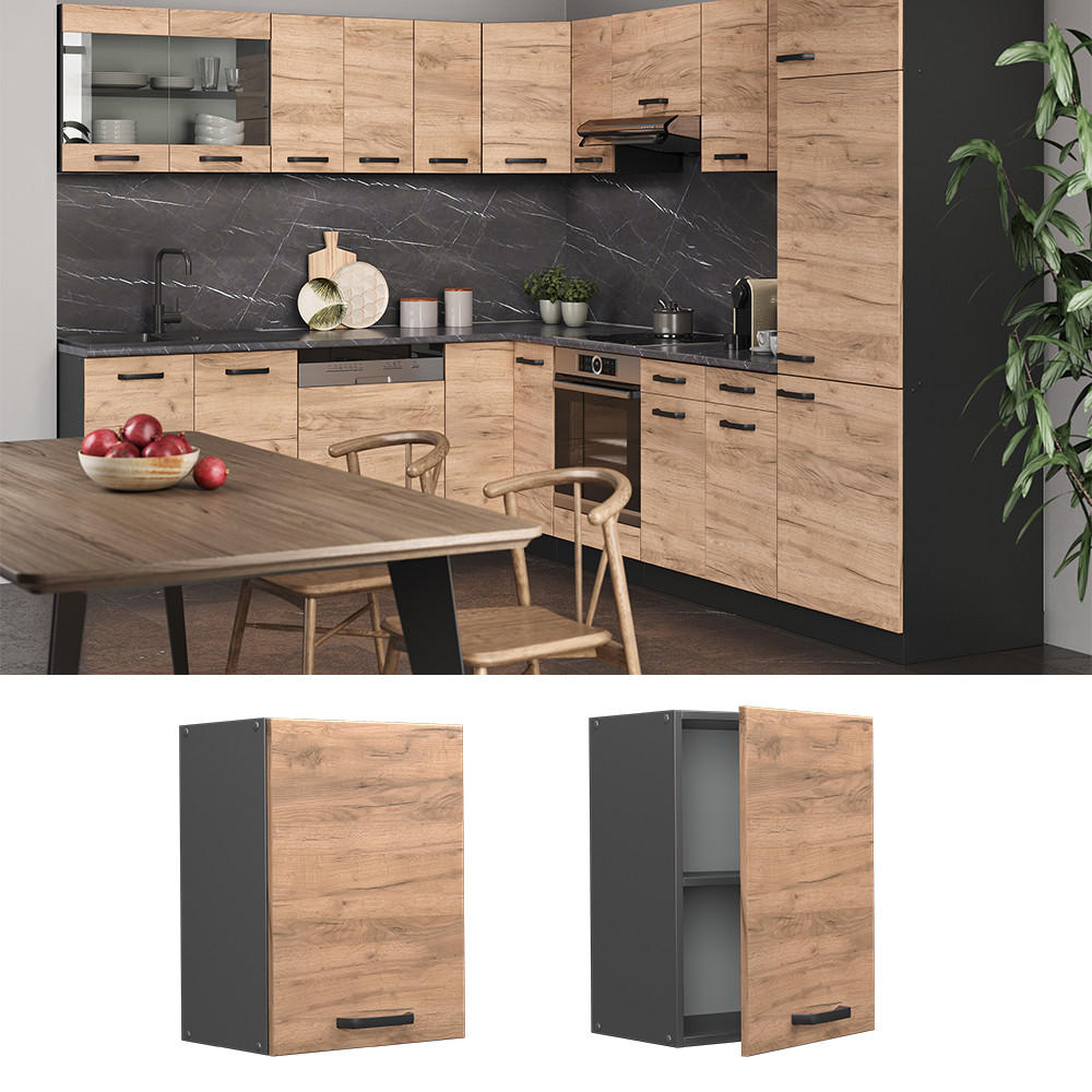 HÄNGESCHRANK R-Line Goldkraft Eiche 45 cm - Honigeiche/Anthrazit, Holzwerkstoff (45/60/31cm) - Vicco