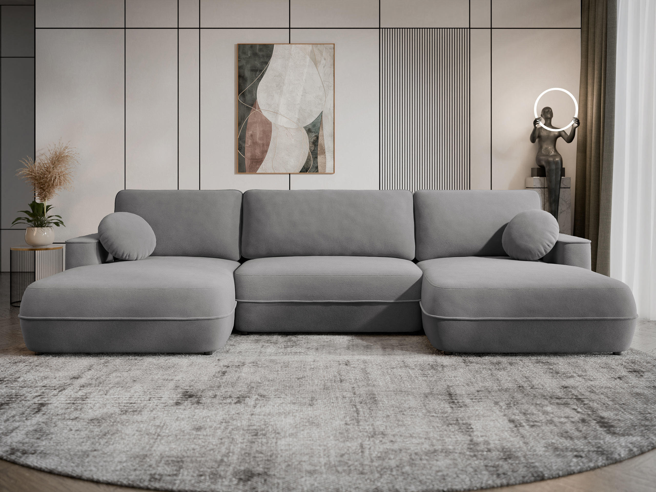 WOHNLANDSCHAFT Fuego U - Schwarz/Grau, Holz/Kunststoff (364/87/168cm) - MIRJAN24