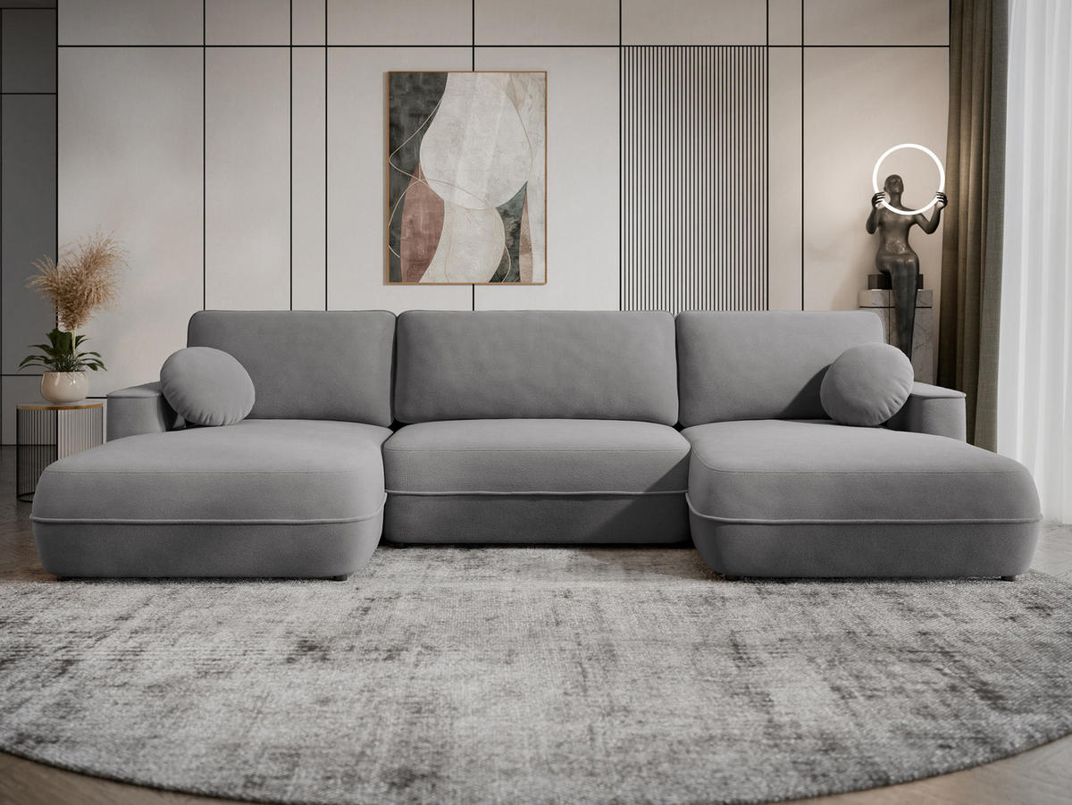 WOHNLANDSCHAFT Fuego U - Schwarz/Grau, Holz/Kunststoff (364/87/168cm) - MIRJAN24