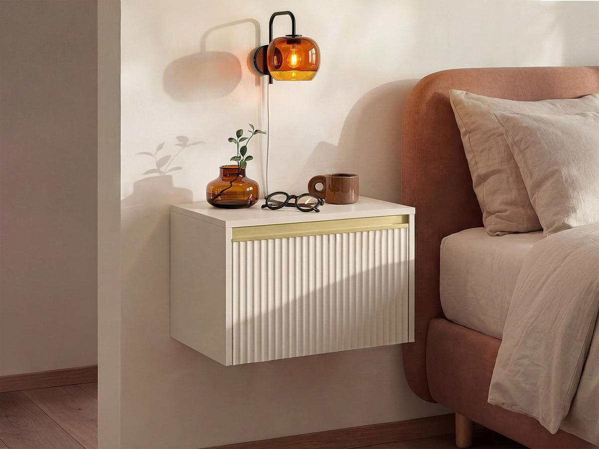 NACHTTISCH - 53.6 cm x 39 cm - Holz, Platte - Beige - POSINIA - Beige, Holz (53.6/42/39cm) - Vente-Unique