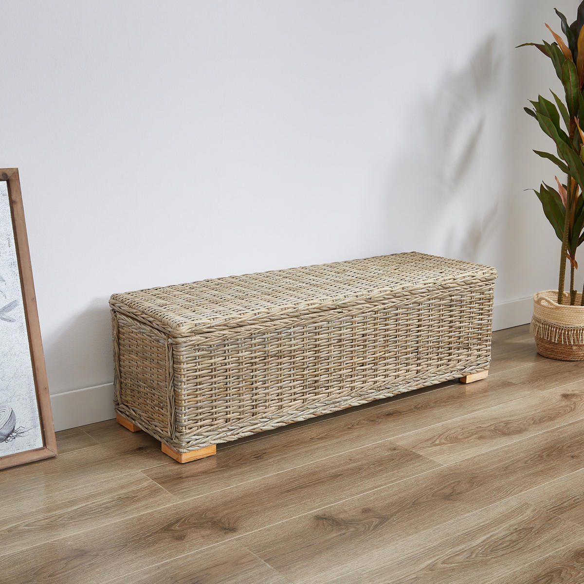SITZBANK Rattan Braun - Braun, Holz (110/35/35cm) - Nordlys