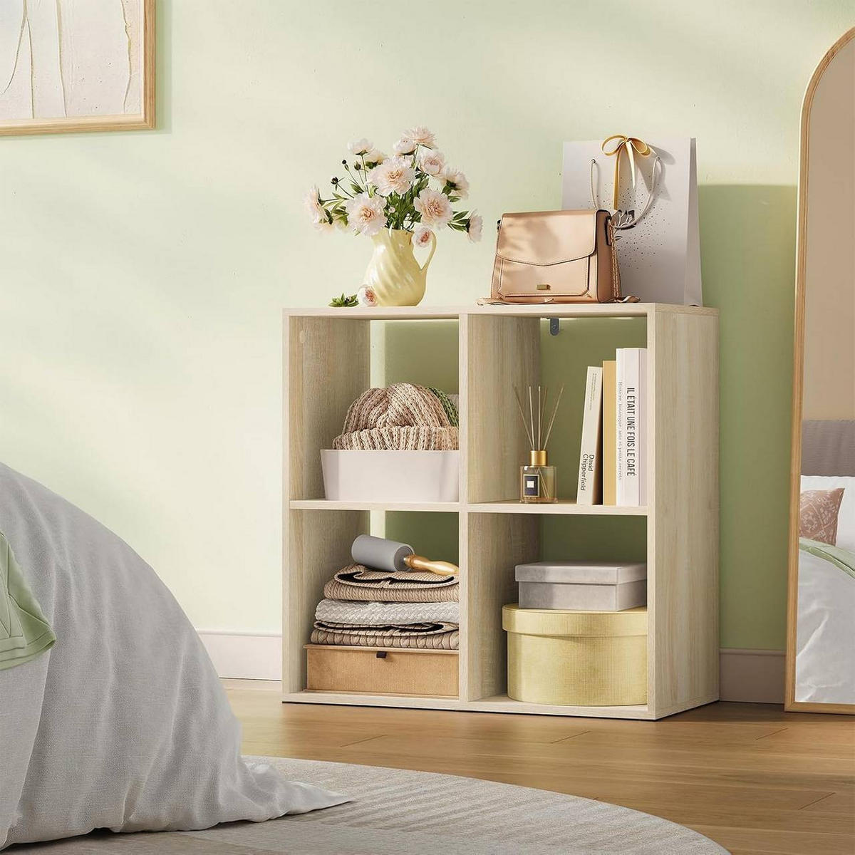 REGALE Bücherregal mit 4 offenen Fächern, 60x60x29 cm, Helle Eiche - Eichefarben, Holzwerkstoff/Kunststoff (60/60/29cm) - Woltu