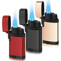 FEUERZEUG 3er Set Jetflame winddicht nachfüllbar - Multicolor, Metall (3.5/1.5/6.5cm)