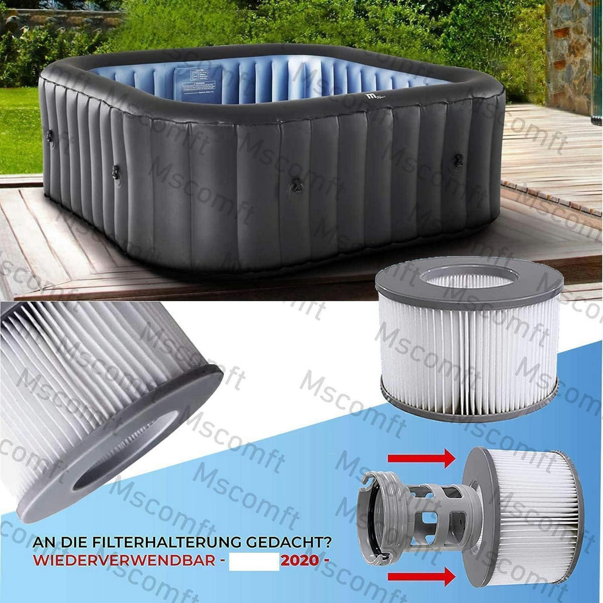 FILTERKARTUSCHEN 12er Set für aufblasbare Whirlpools Ø 11 cm x 8 cm - Multicolor, Kunststoff (11/8/11cm)