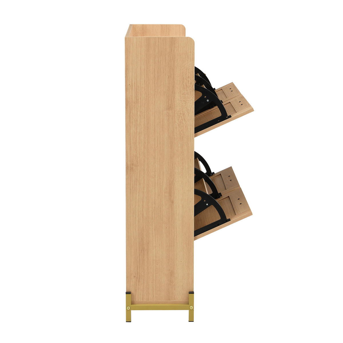 SCHUHSCHRANK Holz Rattantüren 4 Türen Metallrahmen Regal - Hellbraun, Holzwerkstoff (24/100/108.5cm) - FLIEKS